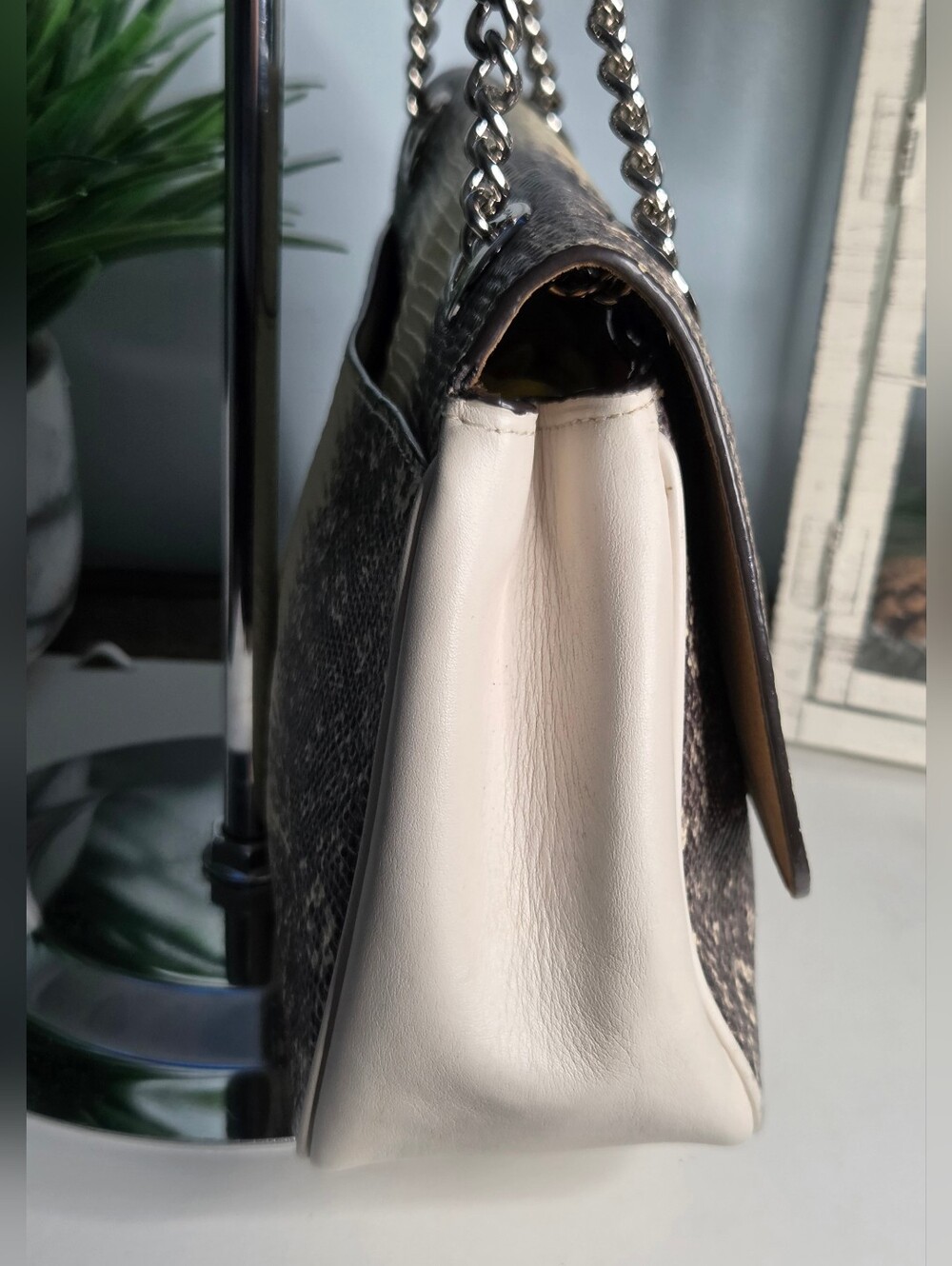 Coach Cassidy Lizard-Embossed Chain Convertible Bag - Off White/Gray Gradient - Picture 4 of 16